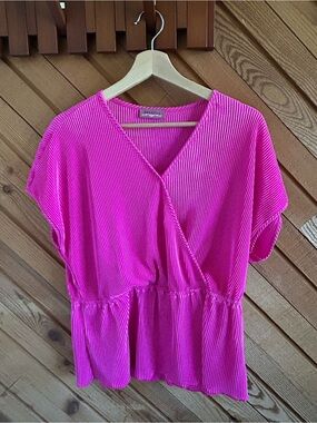 Ragdoll Hot Pink Wrap Peplum Blouse
